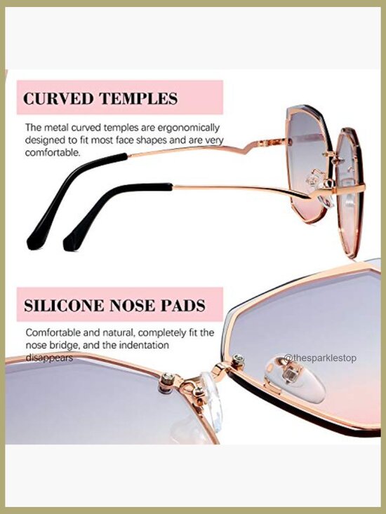 Metal Frame Oversized Sunglasses UV400 Polarized Lens Geometric Design main image 4